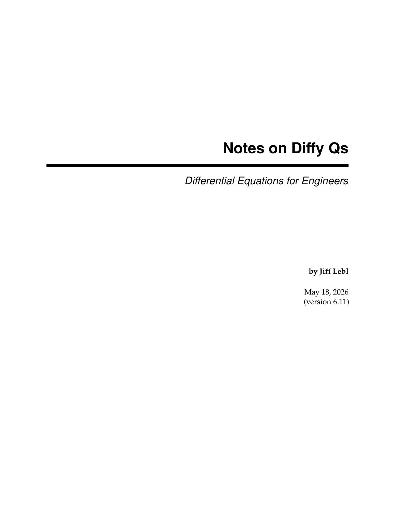 Notes on Diffy Qs: Differential Equations for Engineers